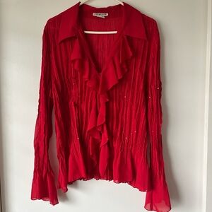 Notations Vintage Red Sheer Top